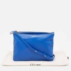 Pre Owned Celine Blue Leather Large Trio Zip Crossbody Bag