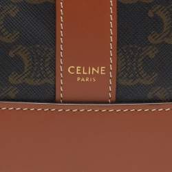 Celine Tan/Dark Brown Triomphe Canvas And Leather Small Bucket Bag