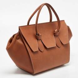 Pre Owned Celine Brown Leather Mini Tie Tote