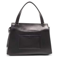 Celine Black/Grey Leather and Calf Hair Medium Edge Top Handle Bag