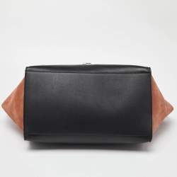 Pre Owned Celine Tricolor Leather and Suede Large Trapeze Top Handle Bag