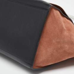 Pre Owned Celine Tricolor Leather and Suede Large Trapeze Top Handle Bag