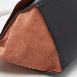 Pre Owned Celine Tricolor Leather and Suede Large Trapeze Top Handle Bag