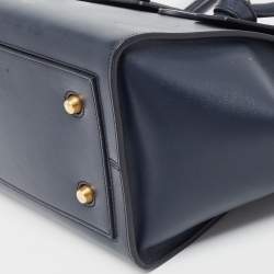 Pre Owned Celine Navy Blue Leather Mini Tie Tote