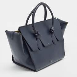 Pre Owned Celine Navy Blue Leather Mini Tie Tote