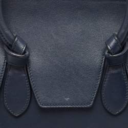 Pre Owned Celine Navy Blue Leather Mini Tie Tote