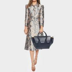 Pre Owned Celine Navy Blue Leather Mini Tie Tote