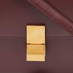 Pre Owned Celine Burgundy Leather Medium Classic Box Shoulder Bag