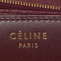 Pre Owned Celine Burgundy Leather Medium Classic Box Shoulder Bag