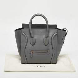 Pre Owned Celine Grey Leather Mini Luggage Tote