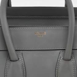 Pre Owned Celine Grey Leather Mini Luggage Tote