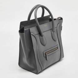 Pre Owned Celine Grey Leather Mini Luggage Tote