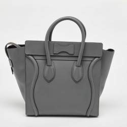 Pre Owned Celine Grey Leather Mini Luggage Tote