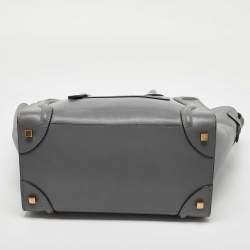 Pre Owned Celine Grey Leather Mini Luggage Tote