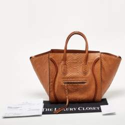Pre Owned Celine Tan Python Medium Phantom Luggage Tote 