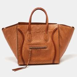 Pre Owned Celine Tan Python Medium Phantom Luggage Tote 