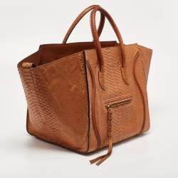Pre Owned Celine Tan Python Medium Phantom Luggage Tote 