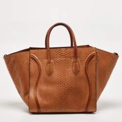 Pre Owned Celine Tan Python Medium Phantom Luggage Tote 