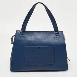 Pre Owned Celine Blue Leather Medium Edge Top Handle Bag