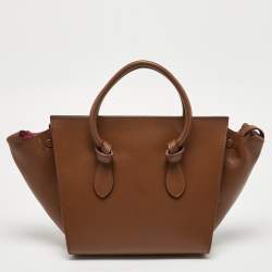 Pre Owned Celine Brown Leather Mini Tie Tote