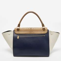 Celine Tri Color Python and Leather Medium Trapeze Top Handle Bag