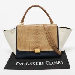 Celine Tri Color Python and Leather Medium Trapeze Top Handle Bag