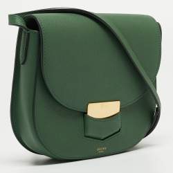 Pre Owned Celine Green Leather Small Trotteur Crossbody Bag