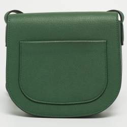 Pre Owned Celine Green Leather Small Trotteur Crossbody Bag