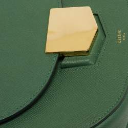 Pre Owned Celine Green Leather Small Trotteur Crossbody Bag