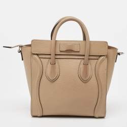 Pre Owned Céline Taupe Leather Nano Luggage Tote