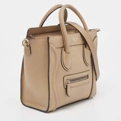 Pre Owned Céline Taupe Leather Nano Luggage Tote