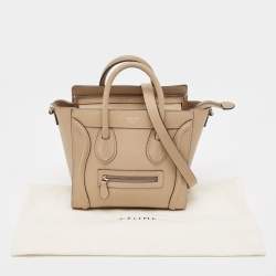 Pre Owned Céline Taupe Leather Nano Luggage Tote