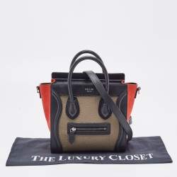 Pre Owned Celine Tri Color Leather and Nubuck Nano Luggage Tote