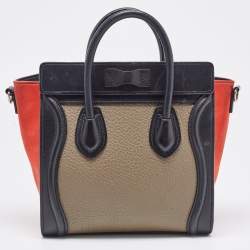 Pre Owned Celine Tri Color Leather and Nubuck Nano Luggage Tote
