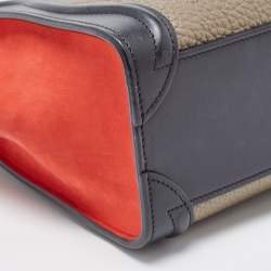 Pre Owned Celine Tri Color Leather and Nubuck Nano Luggage Tote