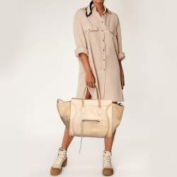 Pre Owned Celine Beige Python Medium Phantom Luggage Tote