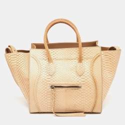 Pre Owned Celine Beige Python Medium Phantom Luggage Tote