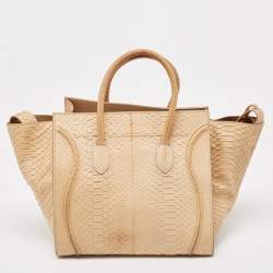 Pre Owned Celine Beige Python Medium Phantom Luggage Tote