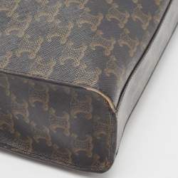 Pre Owned Celine Brown Triomphe Canvas and Leather Small Vertical Cabas Tote 