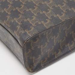 Pre Owned Celine Brown Triomphe Canvas and Leather Small Vertical Cabas Tote 