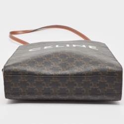 Pre Owned Celine Brown Triomphe Canvas and Leather Small Vertical Cabas Tote 