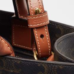 Pre Owned Celine Brown Triomphe Canvas and Leather Small Vertical Cabas Tote 