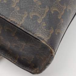 Pre Owned Celine Brown Triomphe Canvas and Leather Small Vertical Cabas Tote 