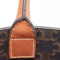 Pre Owned Celine Brown Triomphe Canvas and Leather Small Vertical Cabas Tote 