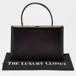 Pre Owned Celine Burgundy Leather Frame Top Handle Bag