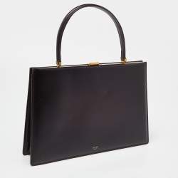 Pre Owned Celine Burgundy Leather Frame Top Handle Bag