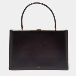 Pre Owned Celine Burgundy Leather Frame Top Handle Bag
