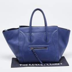 Pre Owned Celine Blue Leather Medium Phantom Luggage Tote