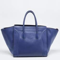 Pre Owned Celine Blue Leather Medium Phantom Luggage Tote