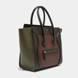 Pre Owned Celine Tri Color Leather Micro Luggage Tote